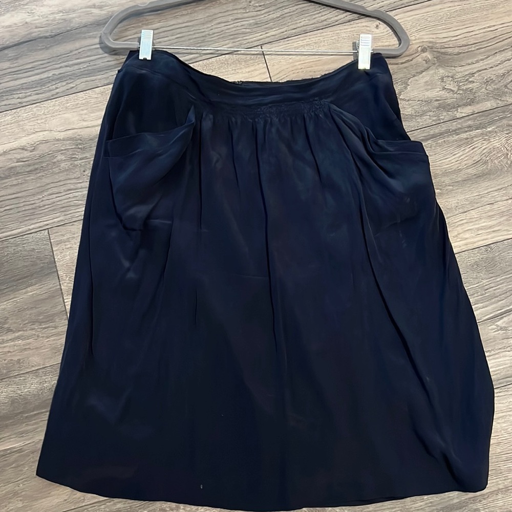 Alberta Ferretti 100% silk navy blue silk skirt